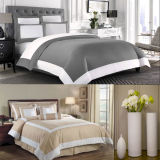 White and Taupe Hotel Duvet Comforter Cover 6PCS Bedding Set (DPFB8086)