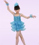 Little Girl's Latin Dancing Sequins Tutu Dress