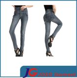 Leather High Waisted Skinny Classy Denim Jeans for Girls (JC1310)