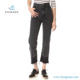 Fashion Relaxed High-Waist Women Jeans Pants Black Denim