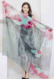 100%Digital Printed Silk Chiffon Scarf Ladies Fashion Silk Square Shawl