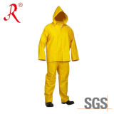 Factory Sale Promotion Yellow PVC Rain Coats with Pants (QF-748)