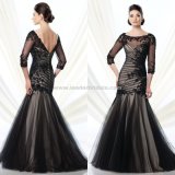 Backless A Line Mother of The Bride Dress Half Sleeve Prom Gowns B35