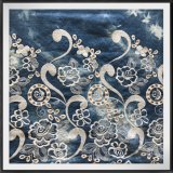 Tie-Dyed Woven Denim Fabric Polyester Eyelet Embroidery Lace