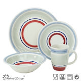 20PCS Ceramic Dinner Set Hand Painted Color Circles Design
