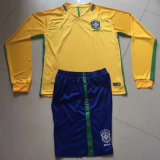 2016 2017 Season Brazil Home Yellow Long Sleeve Football Kits
