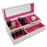Handmade White PU Leather Makeup Cosmetic Box Jewelry Box