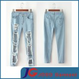 Thigh and Knee Hole Broken Lady Shirt Jean Trousers (JC1344)