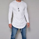 Men's 95%Cotton 5%Elastane Muscle Fit Custom Curved Hem Longline T Shirt