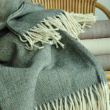 Herringbone Pattern Merion Wool Throw Blanket