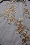 Gold Thread Embroidery Lace Fabric with Beads Decorative for Lady's Dressing