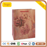 Rose-Bengal Lovely Flowers Girl Kraft Shopping Paper Bag