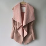 Foil Pink Suede Vest with Faux Fur Lining