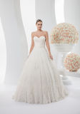 Sweetheart Pleat Top Beading Lace Appliqued Ball Gown Wedding Bridal Dress