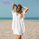 2018 New Design V-Neck Short Sleeve Beach Wrap Dress