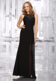 Black Sheath Lace Sequin Chiffon Bridesmaid Dress Evening Gown