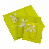 Shopping Packaging Bag with Handle/Beautiful Green Paper Handbag with Bow
