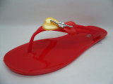 PVC Red Flip Flops Summer Comfortable Travel Slippers (24CD007)