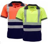 Men's Polo Shirts Hi Vis High Viz Visibility Short Sleeve Safety Work-Wear Shirt