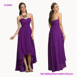 Flowing Strapless Chiffon A Line Bridesmaids Dress with Ruched Bodice and Pleated Skirt