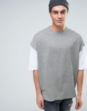 Men's Oversized T-Shirt with Raw Layered Sleeve