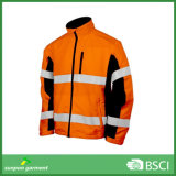 Fluorescent Yellow and Orange Hi-Vis Reflective Softshell Jacket