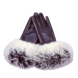 Touch Screen PU Leather Gloves with Faux Fur