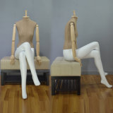 Fashion Sitting Female Mannequin with Wood Arm