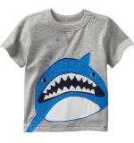 Little Boy's Round Neck T-Shirts with Embroidery Patch