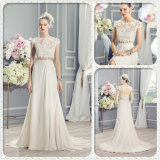 French Lace Appliques Keyhole Two-Piece Boho-Chic Wedding Dress (Dream-100083)