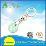 Light Blue Metal Keychain in Circular Shape for Wholesale