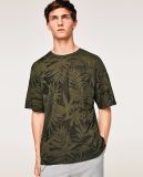Two Tone Pique with Short Sleeves Print T-Shirt
