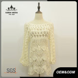 Women White Long Sleeve Crochet Dress