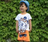 Hot Sale Boy's Fashion Cartoon Printing T-Shirt Suit in Summer
