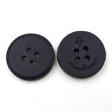 Black Leather Covered 4 Holes Button Engraved with Anchor
