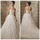 Strapless Bridal Ball Gowns Lace Tiered Tulle Wedding Dress Tb127