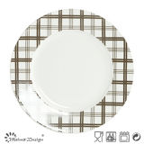 White Porcelain with Decal Checked Dinner Plate