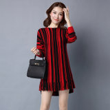 Lady Fashion Striped Viscose Kntted Winter Fringe Pullover Sweater (YKY2062)