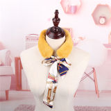 Professional Design Mink Fur Soft Warm Scarf with Bow Tie Silk