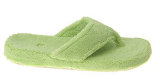 Green Plush Terry Cloth Class SPA Thong Style Sandals