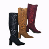 Wholesale Fashion Lady's Winter Boots Heeled Knee-High Boots