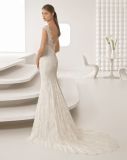 Hot Seller Applique Lace Shoulder Beading Wedding Dress