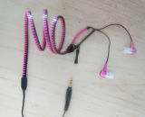 Stereo Zipper Earphone with Zipper Cable Customized Color