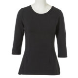 Dropship Women Cotton in Plain Black Round Neck Basic T Shirt