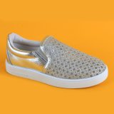 Silver Metallic Mesh Flat Kids Sneakers for Children