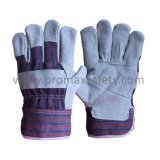 Patched Palm Cow Split Leather Protective Gloves with Ce Certificate