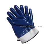 Fully Double Dipped Blue Nitrile Oil Industrial Safety Work Glove