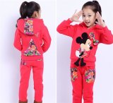 Girls Fall and Winter Thick Velvet Casual Suit with Bow Knot