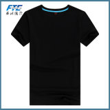 Black Plain Cotton T-Shirt with Custom Logo Printed