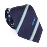 Top Selling Male Neckwear Navy Striped Logo Custom Men's Ties